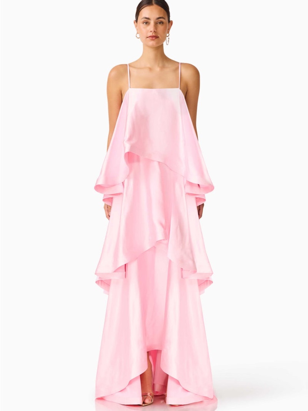 Elliatt Pink High-Low Ruffle Evening Gown